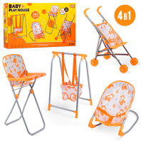 Набор аксессуаров для куклы 4в1 (качель,стульчик,коляска,кресло) CS0847 Набор аксессуаров для куклы 4в1 (качель,стульчик,коляска,кресло) CS0847