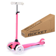 Самокат 3-х колесный бело-розовый R0090 